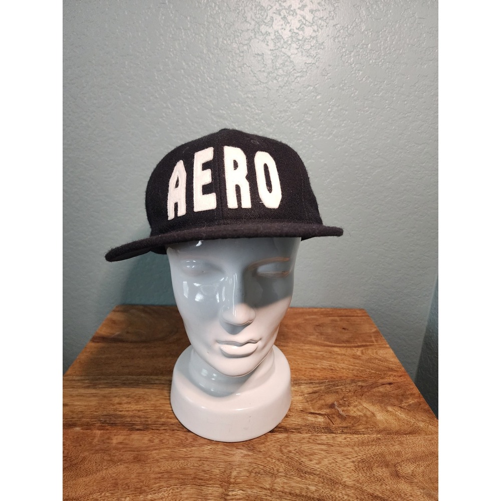 Sandlot Goods Aero Hat Black Wool Leather Strapback Made in USA Baseball Cap